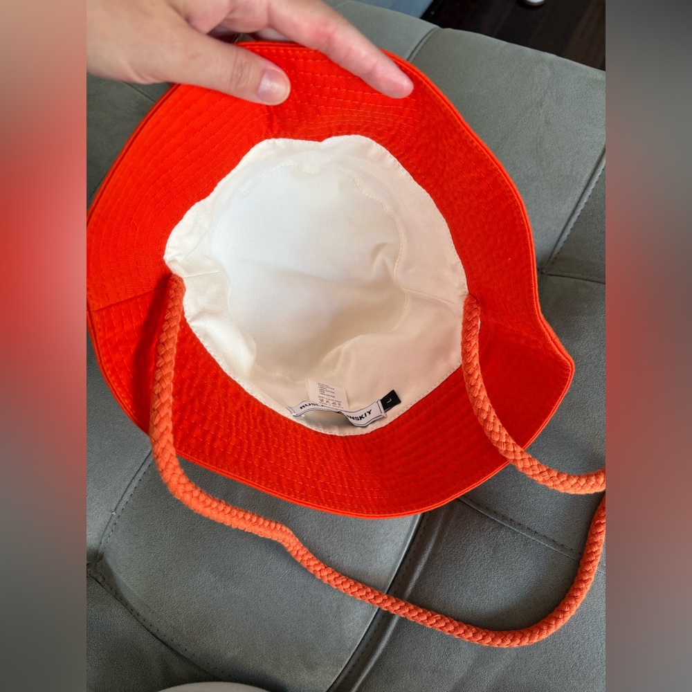 RUSLAN BAGINSKIY Embroidered Orange Cotton Bucket Hat Size Large New without tag - Picture 6 of 14